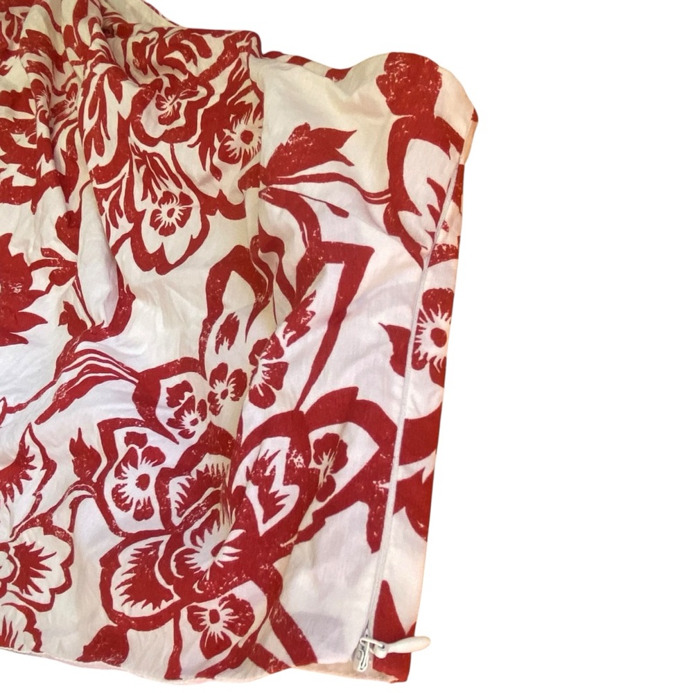Zara One Shoulder Floral Cropped Top Size Large Red And Cream Ruffle Shoulder - Picture 3 of 9
